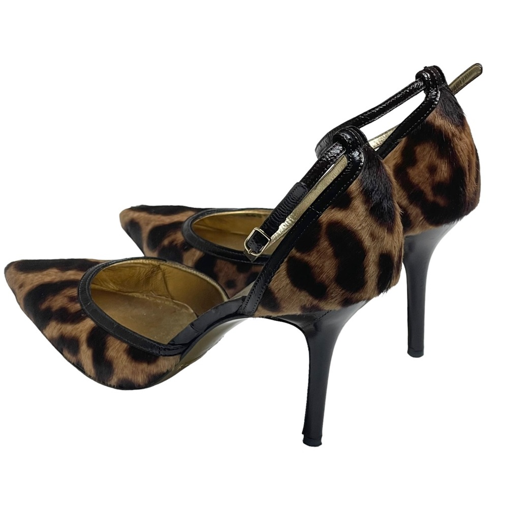 Dolce & Gabbana D&G ☻ Leopard Print Pony Hair Ankle Strap Pointy Toe Heels ☻ 9M - Picture 5 of 16